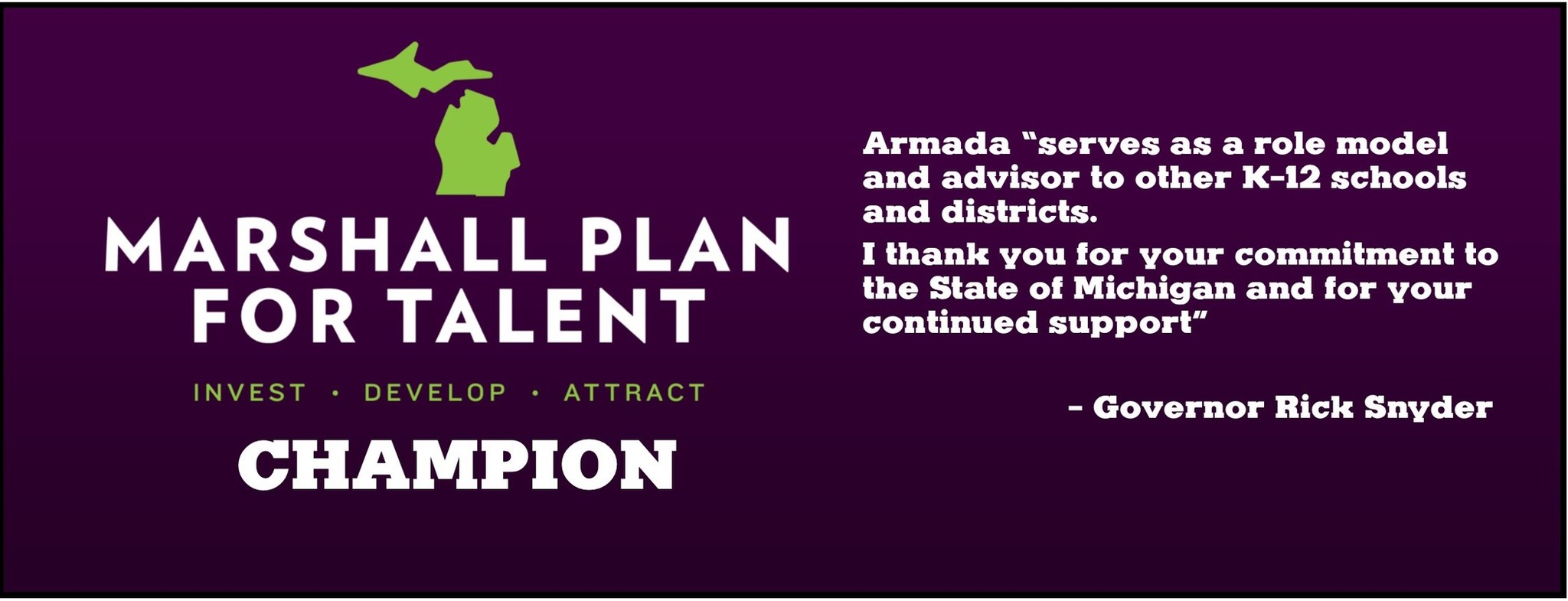 Armada Area Schools Named A Michigan Marshall Plan Champion