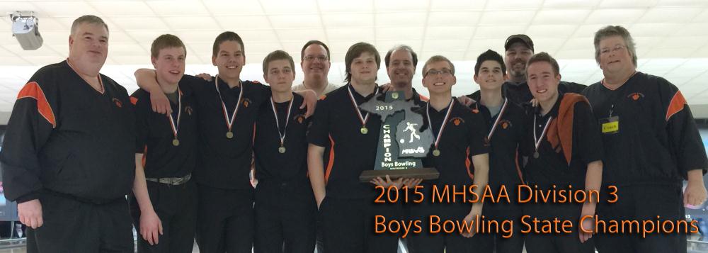 Picture of the 2015 Michigan High School Athletic Association Division 3 Boys' Bowling State Champions